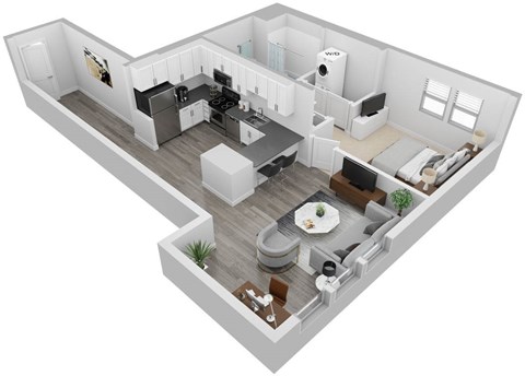 Floor plan for studio, 1 bath, 804 sqft